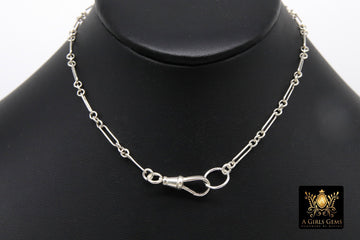925 Sterling Silver Fob Clip Clasp Charm Necklace, Long Short Chunky Chain Choker
